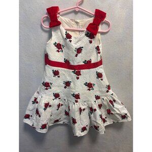 Girls Janie And Jack Red Floral Dress Size 3